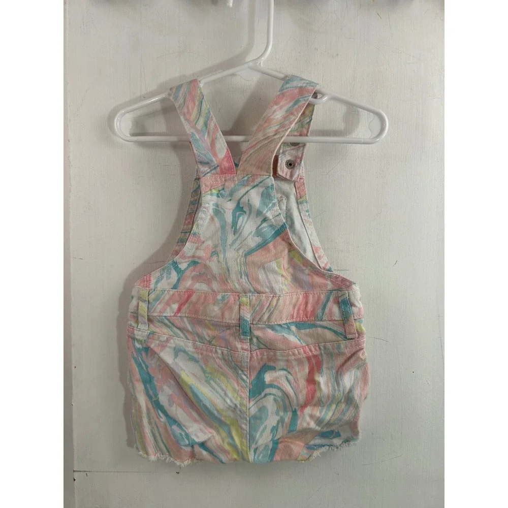 The Children's Place Shortalls 12-18M Multicolor Marble Swirl Denim Kids
